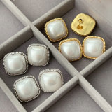 Chunky square pearl earrings