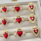 Enamel heart ring