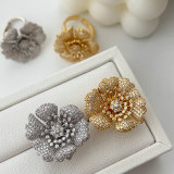 Pave zircon flower rings