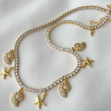 Shell charm tennis chain necklace
