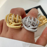 Pave chunky twist ring