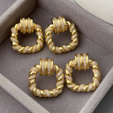 Pave zircon square earrings