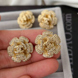 Pave zircon flower earrings