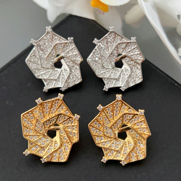 Pave flower earrings