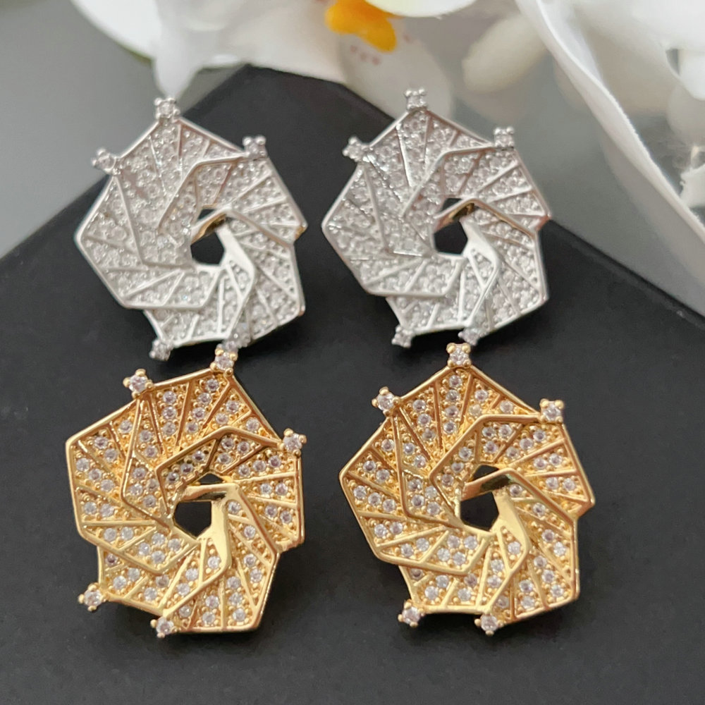 Pave flower earrings