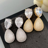 Pave zircon water drop earrings