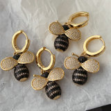 Pave bee earrings
