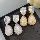 Pave zircon water drop earrings