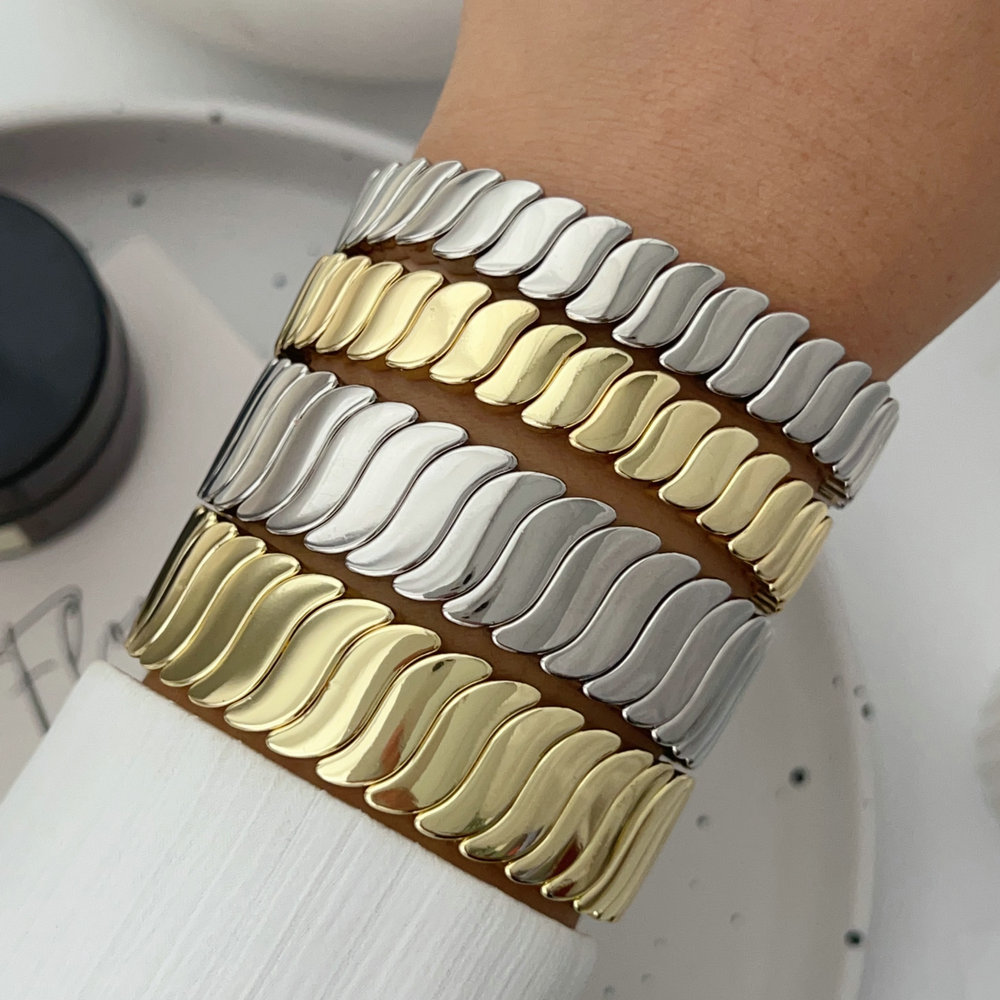 Metal wave elastic bracelet