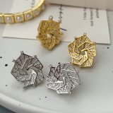 Pave flower earrings