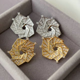 Pave flower earrings