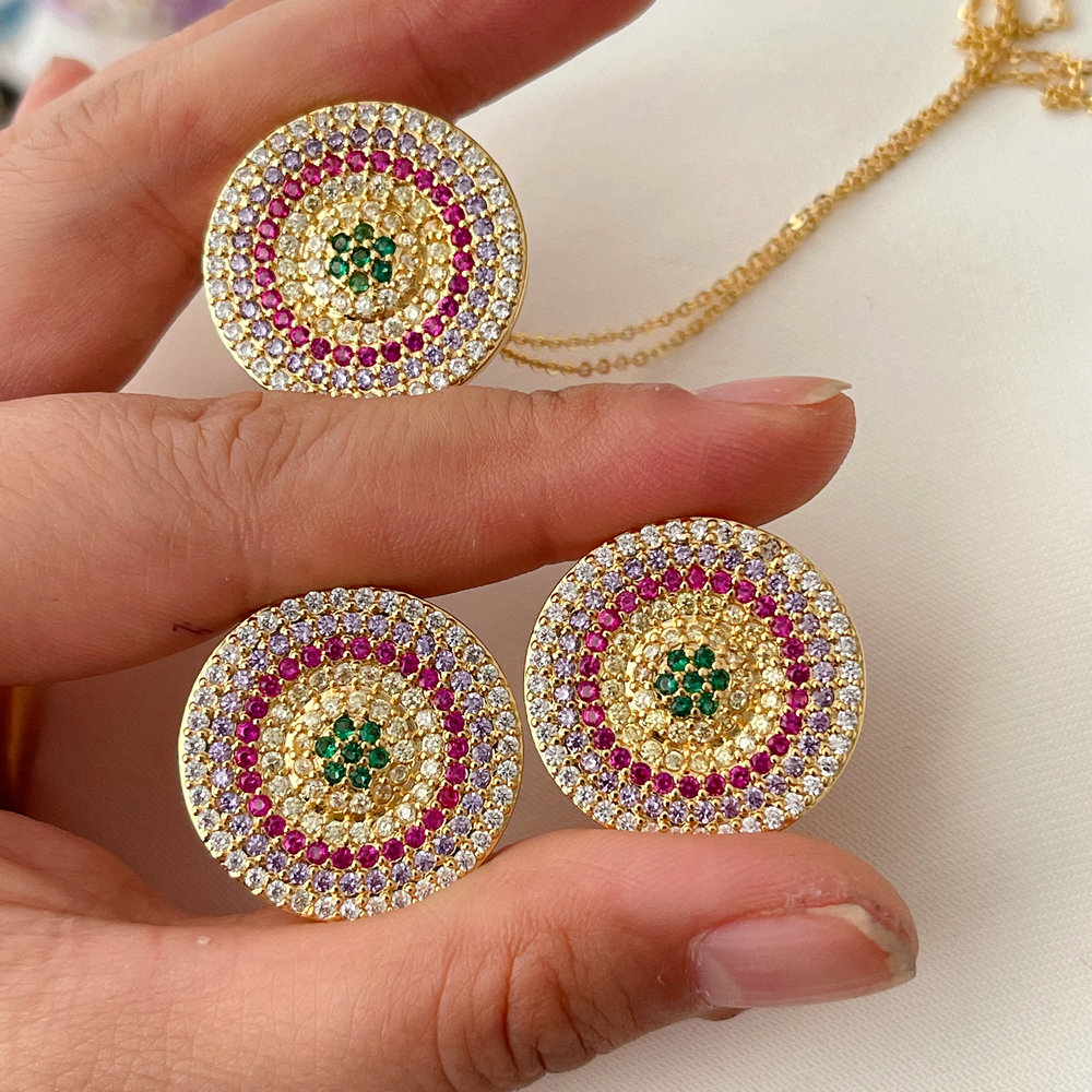 Pave zircon round set jewelry