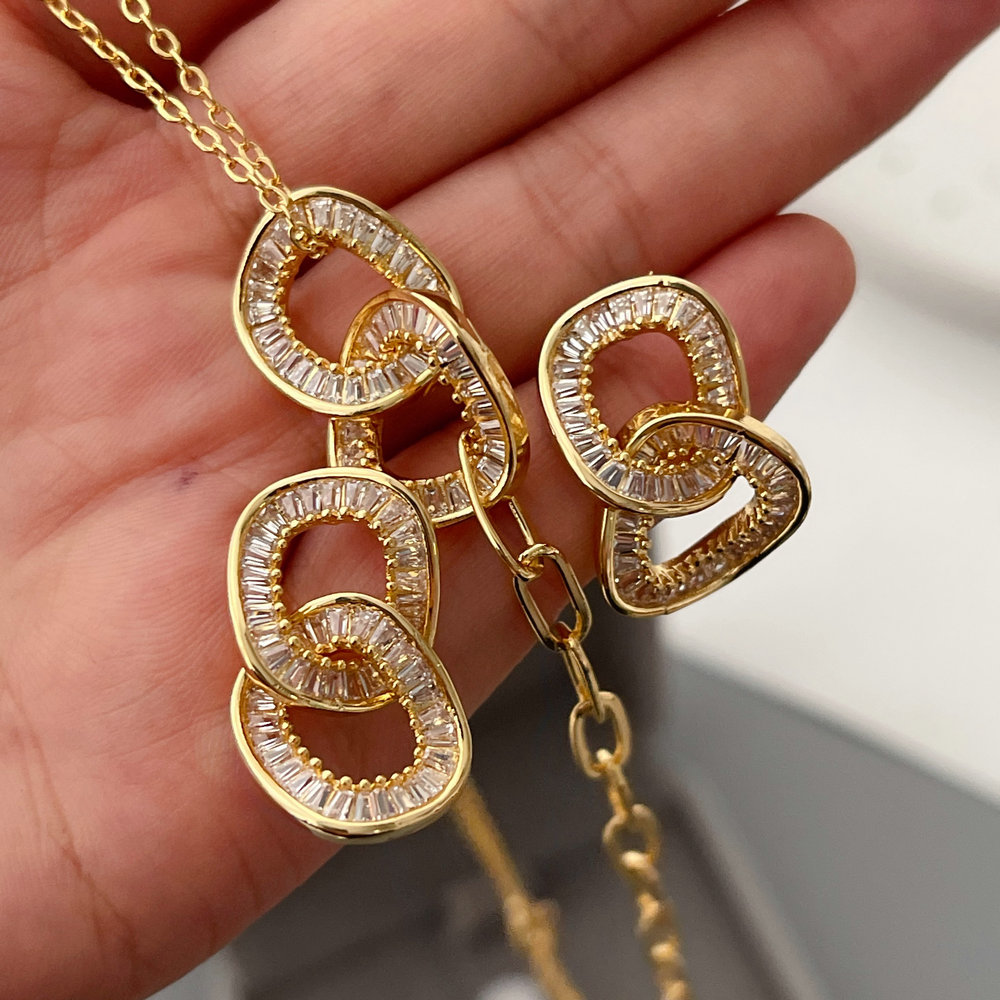 Pave zircon chain set jewelry
