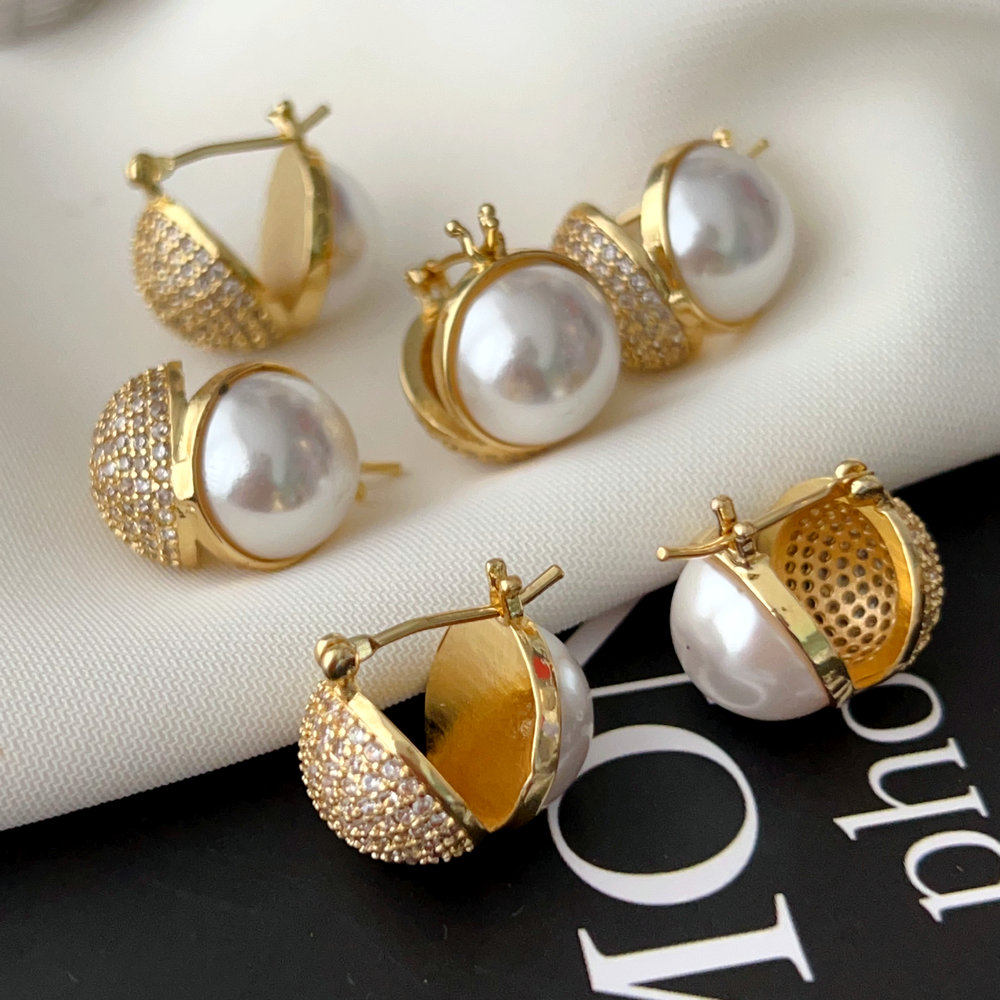 Round zircon ball earrings
