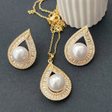 Pave water drop pearl set jewelry