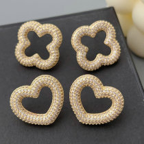 Pave zircon heart earrings