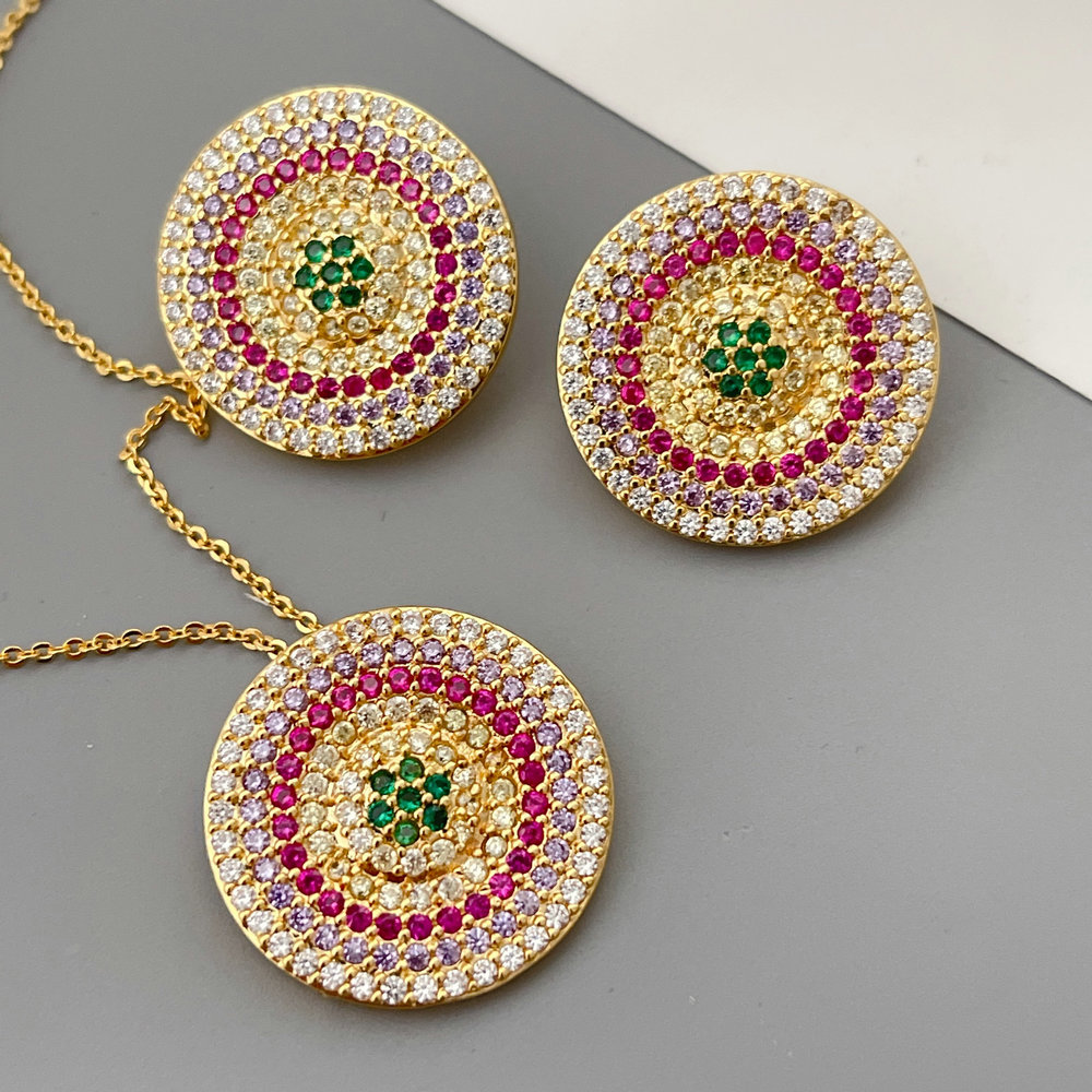 Pave zircon round set jewelry