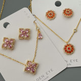 Pave zircon flower set jewelry