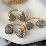 Pave tone color heart ring