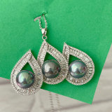 Grey pearl water drop set jewelry