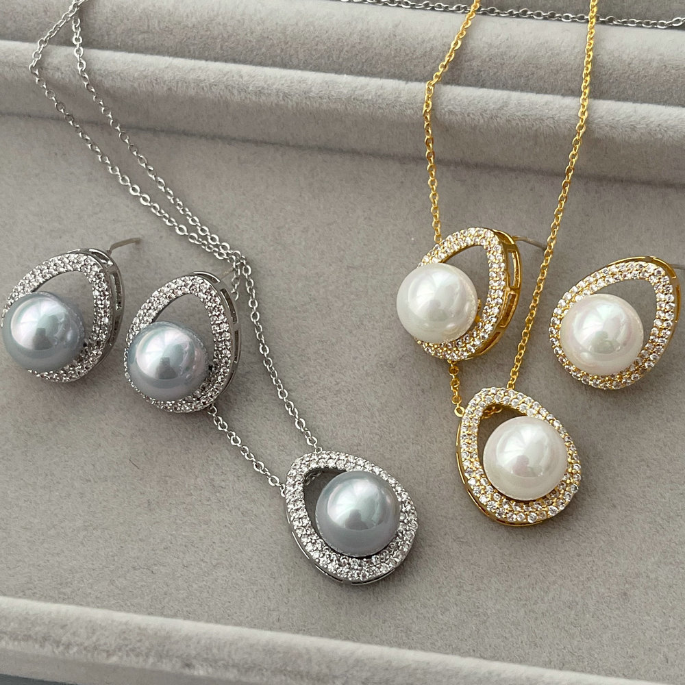 Water drop pearl set jewelry