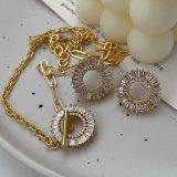 Pave zircon set round jewelry
