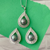 Grey pearl water drop set jewelry