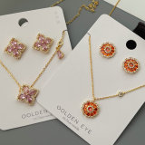 Pave zircon flower set jewelry