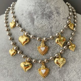 Heart charm bead necklace