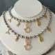 Bear charm bead necklace