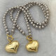 8MM silver ball necklace with heart pendant
