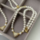 Shell pearl heart necklace