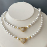 Shell pearl heart necklace