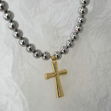 8mm Cross ball necklace