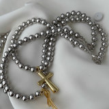 8mm Cross ball necklace
