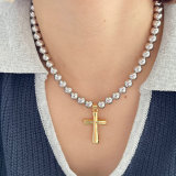 8mm Cross ball necklace