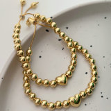 8mm Gold ball heart bracelet