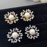 Pave zircon flower earrings
