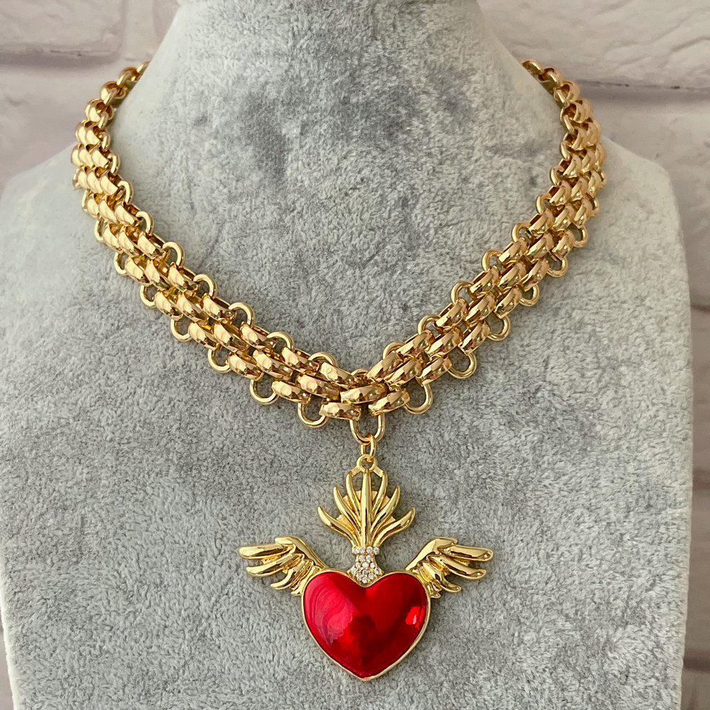 Cuban chain heart necklace