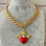 Cuban chain heart necklace