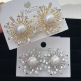 Pave zircon flower earrings