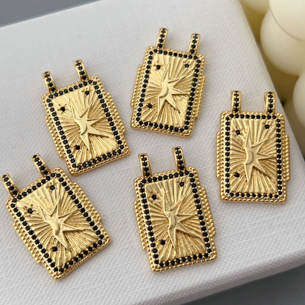 Pave square charm