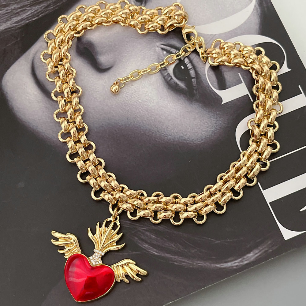 Cuban chain heart necklace