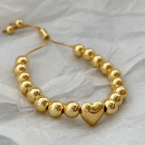 10mm gold ball heart bracelet