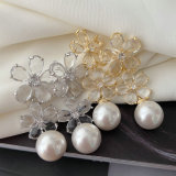 Pave crystal flower earrings