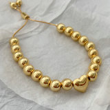 10mm gold ball heart bracelet