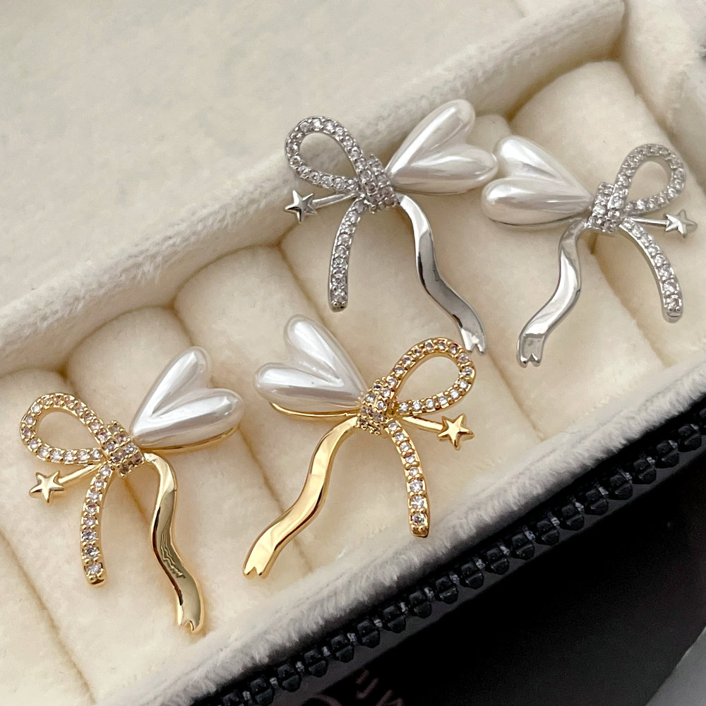 Pave bow earrings