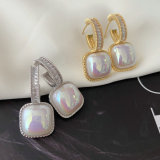 Square pearl earrings
