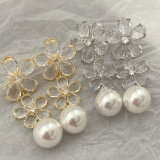 Pave crystal flower earrings