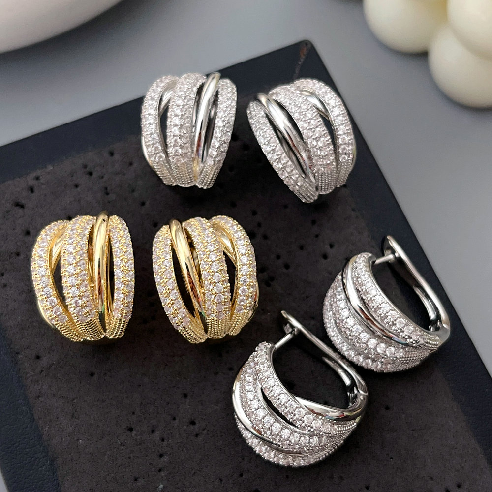 Pave link chain earrings
